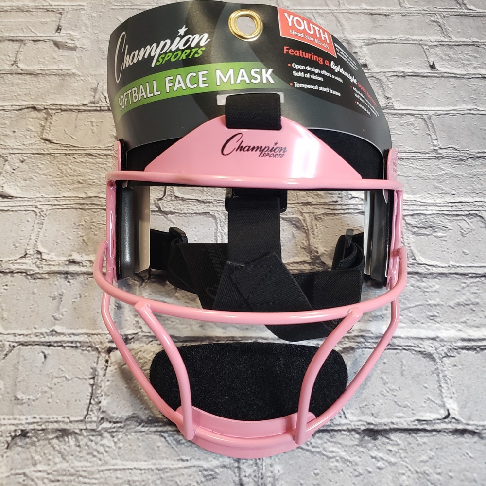 Champion Sports Yth Softball Face Mask Pink Steel Frame Adjustabl Head 6.25-6.75